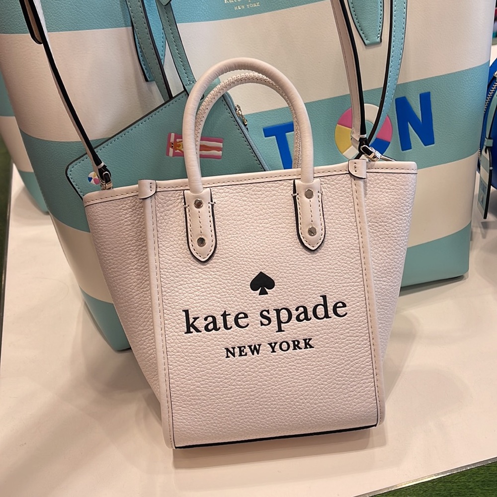 Kate Spade New York Ella Mini Tote Crossbody Pebbled Leather Parchment - Picture 8 of 16